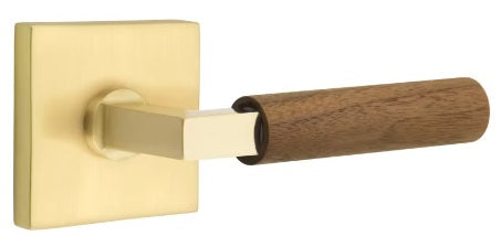 Emtek L-Square Walnut Door Lever with Square Rosette