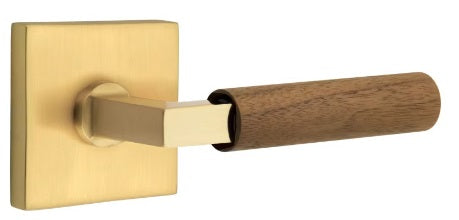 Emtek L-Square Walnut Door Lever with Square Rosette