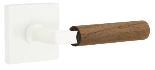 Emtek L-Square Walnut Door Lever with Square Rosette