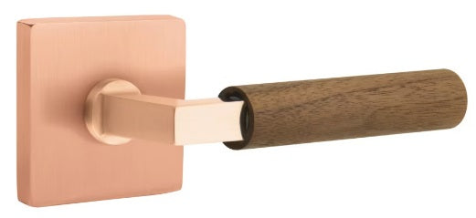 Emtek L-Square Walnut Door Lever with Square Rosette