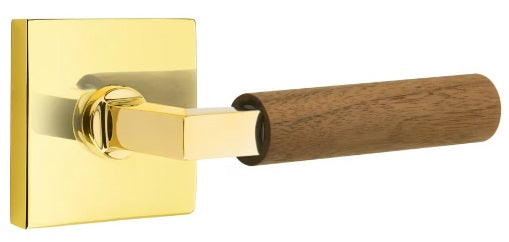 Emtek L-Square Walnut Door Lever with Square Rosette