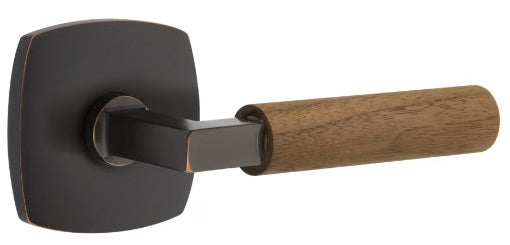 Emtek L-Square Walnut Door Lever with Urban Rosette