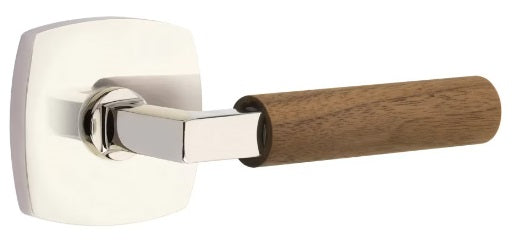 Emtek L-Square Walnut Door Lever with Urban Rosette
