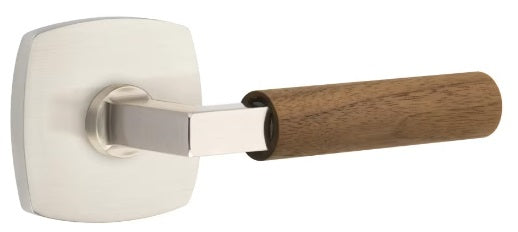 Emtek L-Square Walnut Door Lever with Urban Rosette
