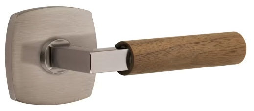 Emtek L-Square Walnut Door Lever with Urban Rosette