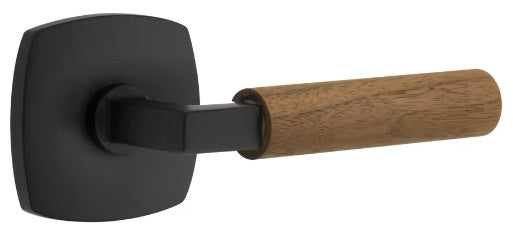 Emtek L-Square Walnut Door Lever with Urban Rosette