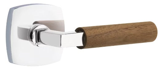 Emtek L-Square Walnut Door Lever with Urban Rosette