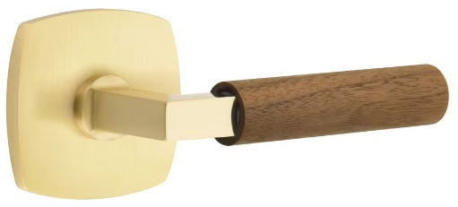 Emtek L-Square Walnut Door Lever with Urban Rosette