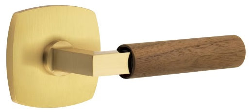 Emtek L-Square Walnut Door Lever with Urban Rosette