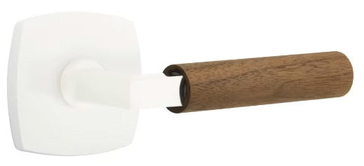 Emtek L-Square Walnut Door Lever with Urban Rosette
