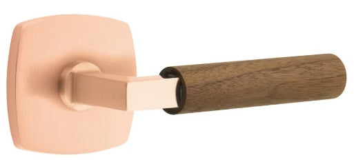 Emtek L-Square Walnut Door Lever with Urban Rosette