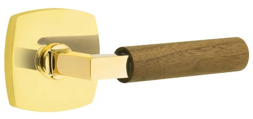 Emtek L-Square Walnut Door Lever with Urban Rosette