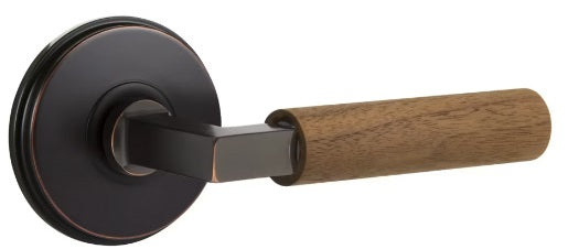 Emtek L-Square Walnut Door Lever with Watford Rosette