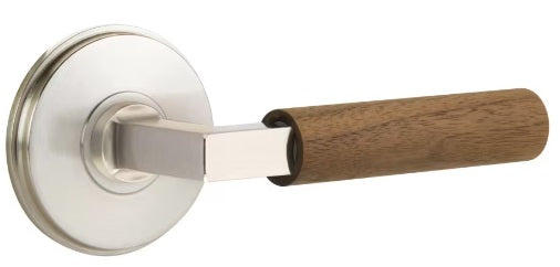 Emtek L-Square Walnut Door Lever with Watford Rosette