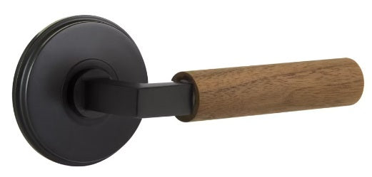 Emtek L-Square Walnut Door Lever with Watford Rosette