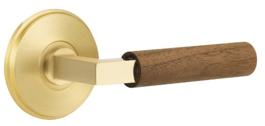 Emtek L-Square Walnut Door Lever with Watford Rosette