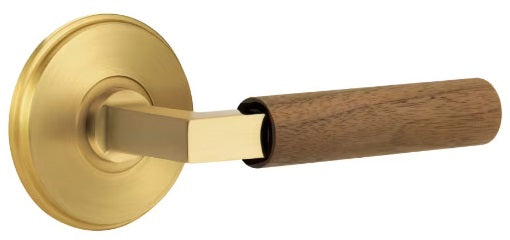 Emtek L-Square Walnut Door Lever with Watford Rosette