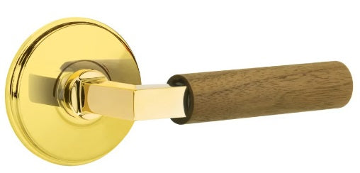 Emtek L-Square Walnut Door Lever with Watford Rosette