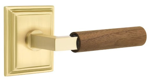 Emtek L-Square Walnut Door Lever with Wilshire Rosette