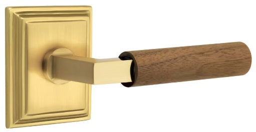 Emtek L-Square Walnut Door Lever with Wilshire Rosette