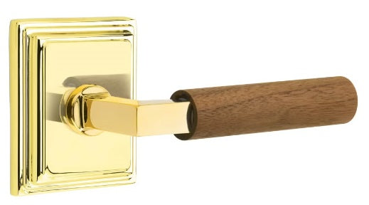 Emtek L-Square Walnut Door Lever with Wilshire Rosette