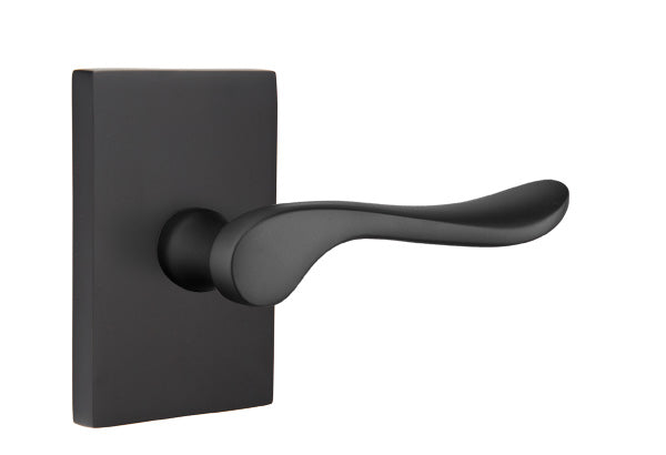 Emtek Luzern Lever Flat Black-Modern Rectangular Rosette