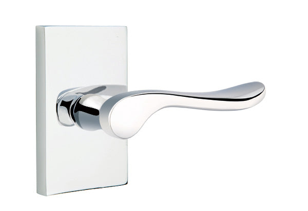 Emtek Luzern Lever Polished Chrome-Modern Rectangular Rosette