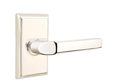 Milano Lever with Rectangular Rosette - Polished Nickel