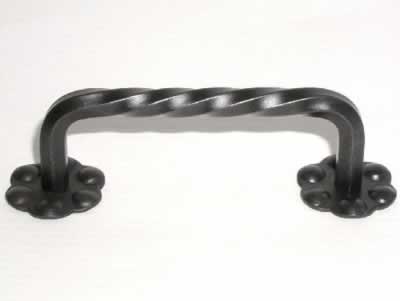 Top Knobs Normandy Twisted D Handle with Backplate in Patine Black