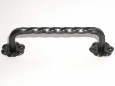 Top Knobs Normandy Twisted D Handle with Backplate in Patine Black