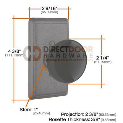 Emtek Madison Black Knob with Style 3 Rosette