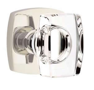 Emtek Windsor Crystal Knob with Urban Modern Rosette - Polished Nickel