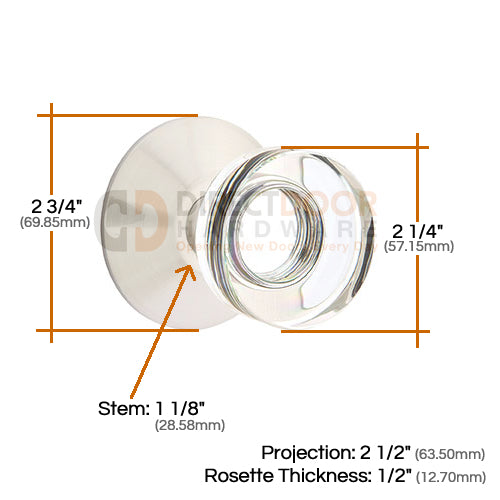 Emtek Disc Crystal Knob with Modern Rosette