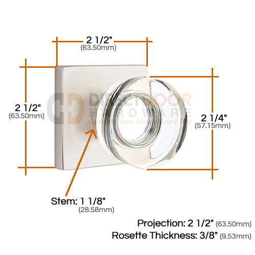 Emtek Disc Crystal Knob with Square Rosette