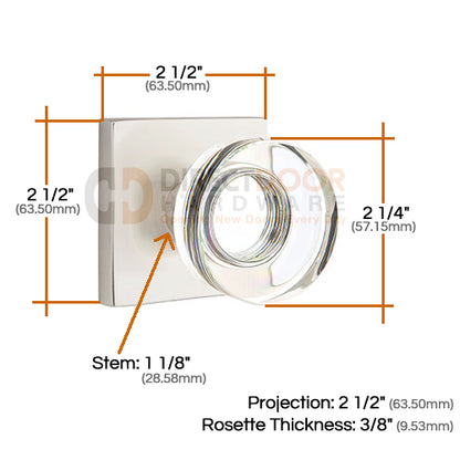 Emtek Disc Crystal Knob with Square Rosette