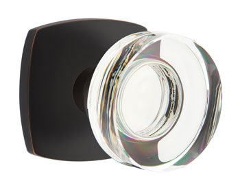 Emtek Disc Crystal Knob with Urban Modern Rosette - Oil Rubbed Bronze