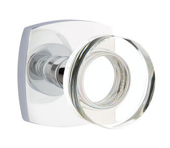 Emtek Disc Crystal Knob with Urban Modern Rosette - Polished Chrome