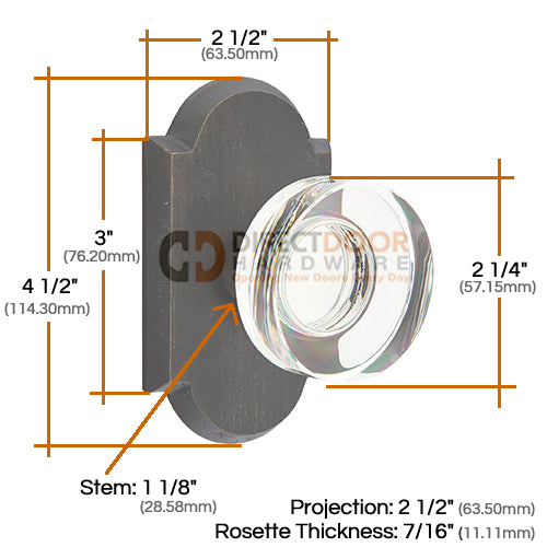 Emtek Disc Crystal Knob with Sandcast Style 1 Rosette