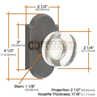 Emtek Disc Crystal Knob with Sandcast Style 1 Rosette