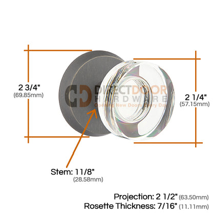 Emtek Disc Crystal Knob with Sandcast Style 2 Rosette