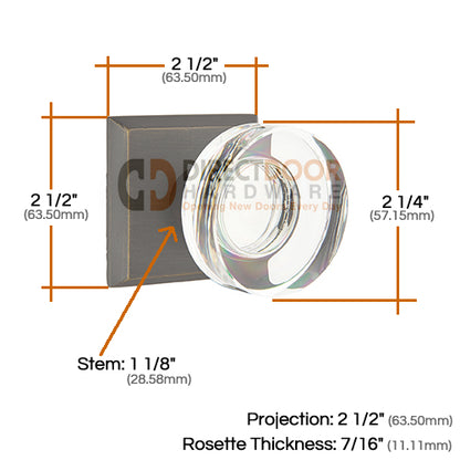 Emtek Disc Crystal Knob with Sandcast Style 6 Rosette