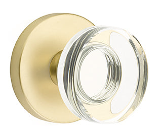 Emtek Disc Crystal Knob with Disk Rosette - Satin Brass