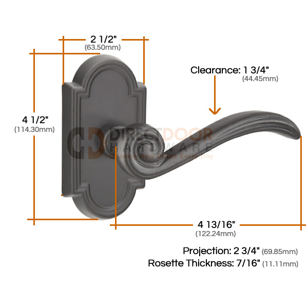 Emtek Medici Lever with Style 11 Rosette Measurements
