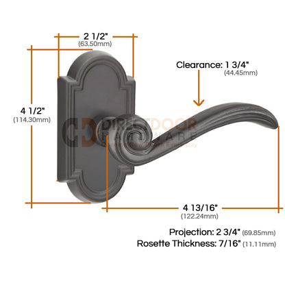 Emtek Medici Lever with Style 11 Rosette Measurements
