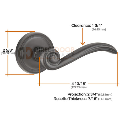 Emtek Medici Lever with Style 12 Rosette Measurements