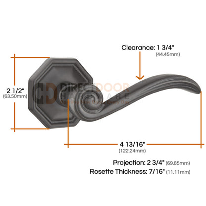 Emtek Medici Lever with Style 15 Rosette Measurements