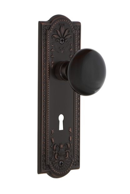 Nostalgic Warehouse Meadows Plate with Black Porcelain Knob - Timeless Bronze