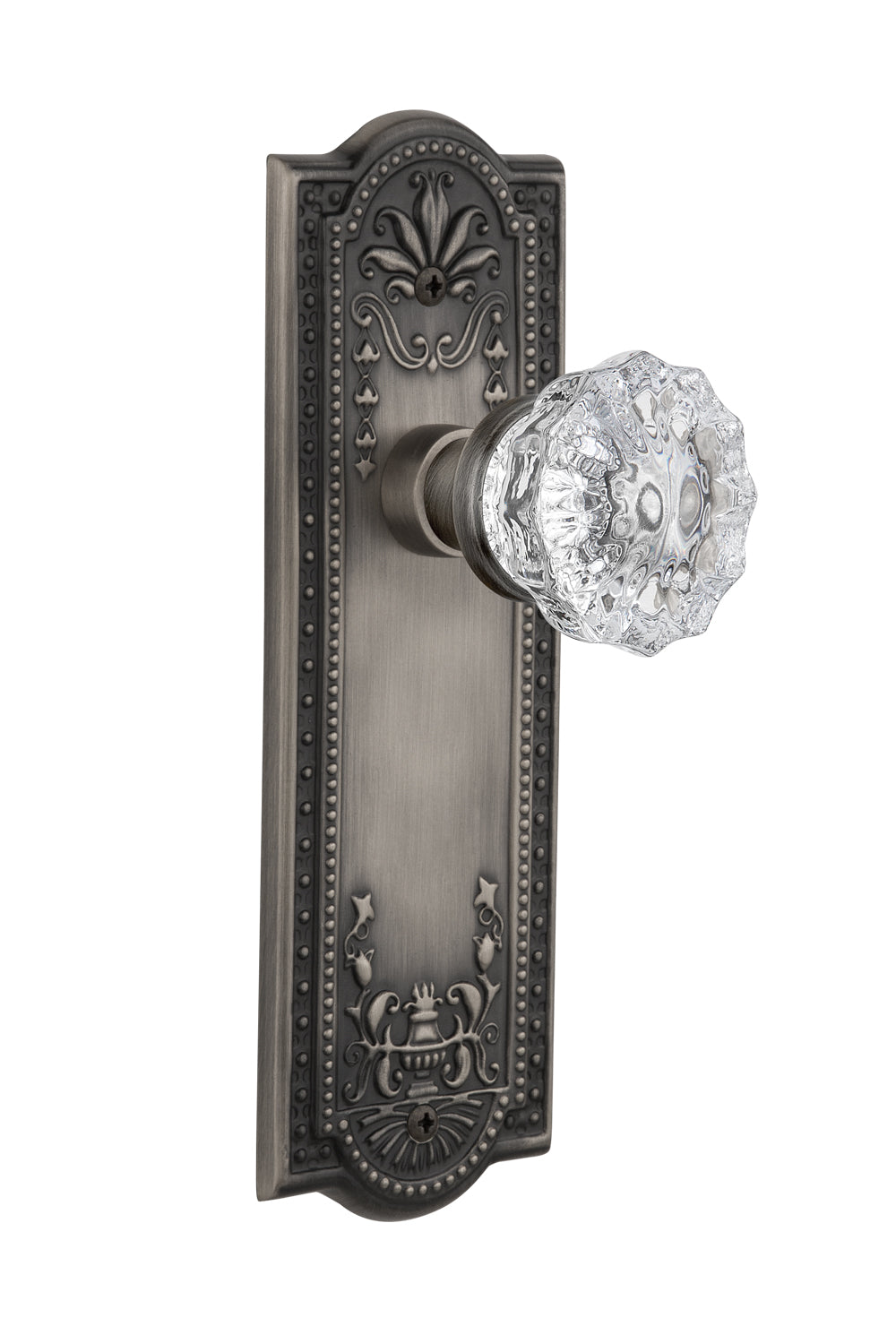 Nostalgic Warehouse Meadows Plate with Crystal Knob - Antique Pewter