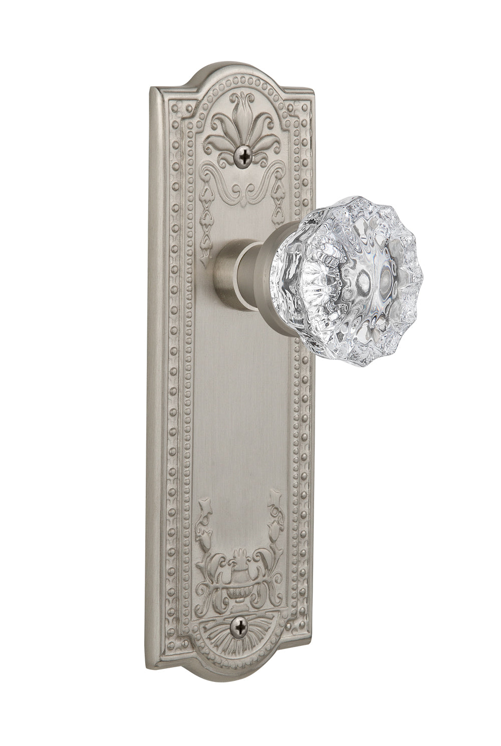 Nostalgic Warehouse Meadows Plate with Crystal Knob - Satin Nickel