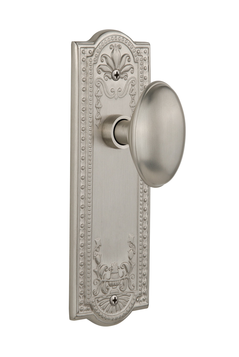 Nostalgic Warehouse Meadows Plate with Homestead Knob - Satin Nickel